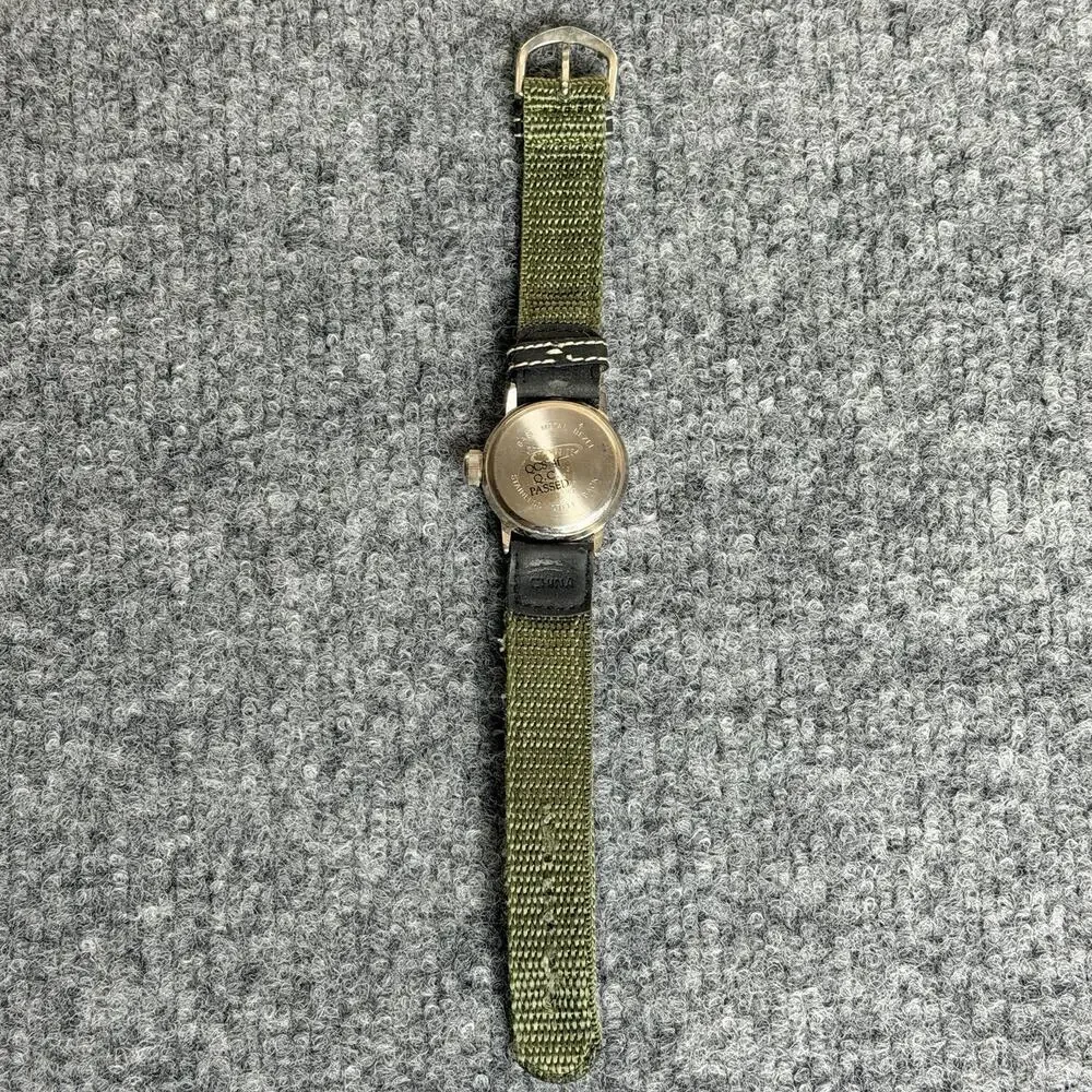 Mulan 11 Quartz Military Style Wristwatch Green Nylon Strap Needs Battery